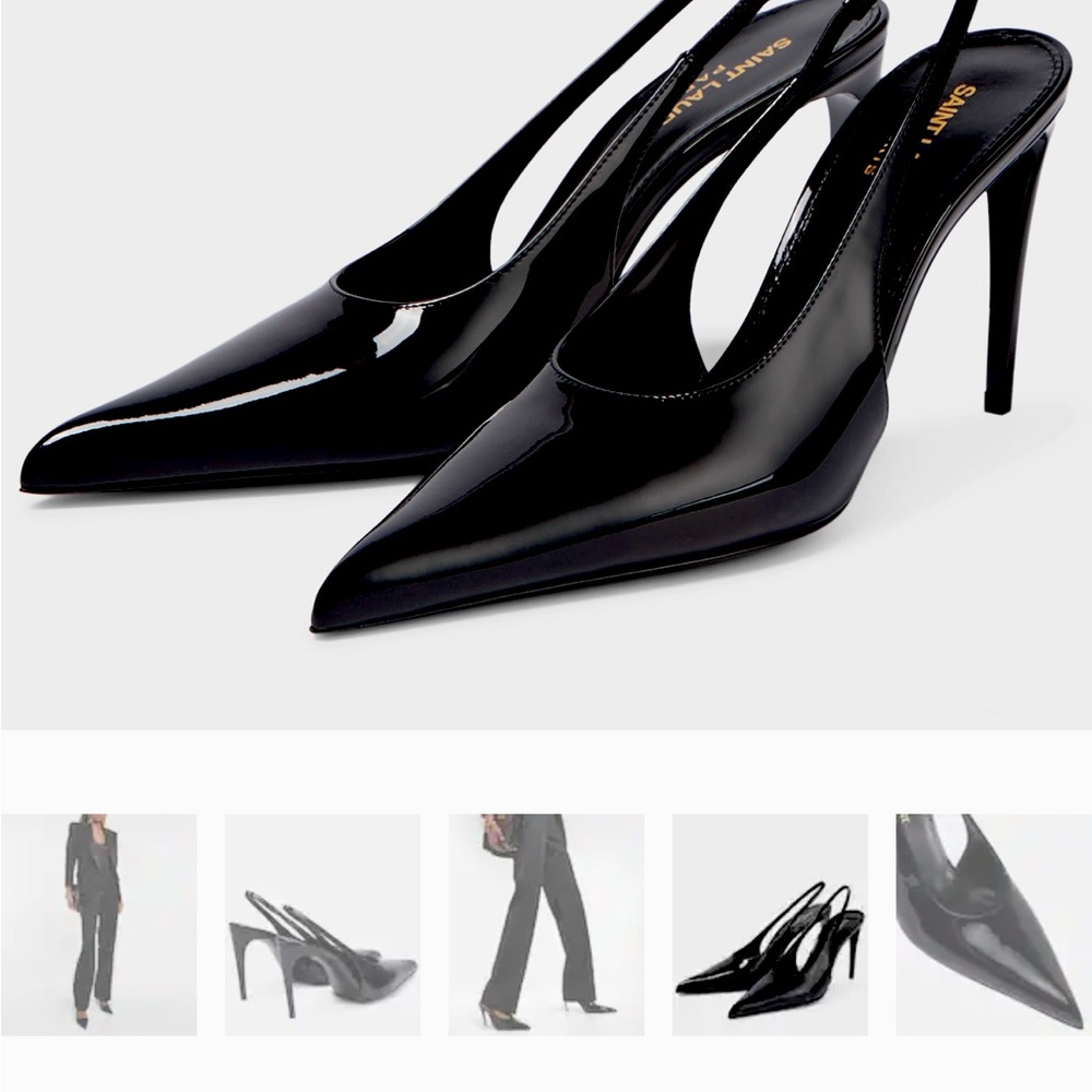 Never worn 
Saint Laurent black sling back pumps